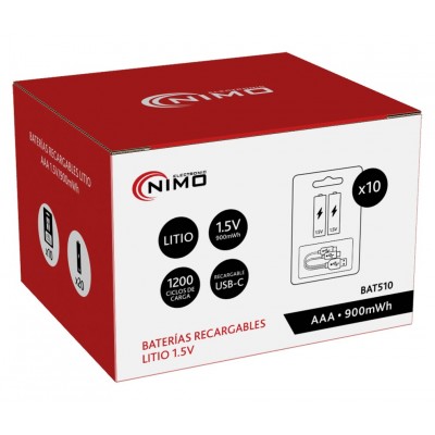 Batería de Li-Ion 1,5V AAA recargable por USB-C BAT510