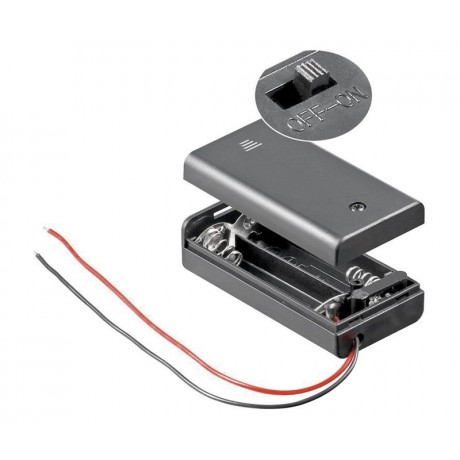 Caja porta pilas para AA / R06 x 2 con interruptor (10 unidades) - POR018
