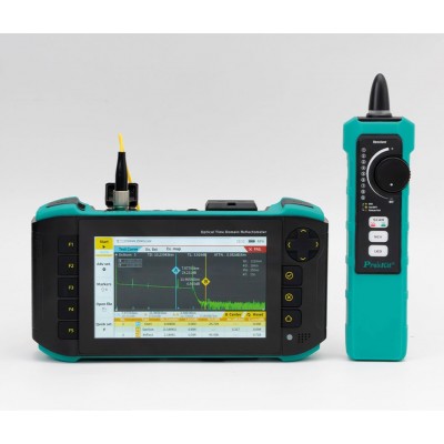 Analizador fibra óptica digital, OTDR, OPM, VFL y redes RJ45 de Proskit MT-7650