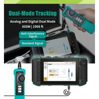 Analizador fibra óptica digital, OTDR, OPM, VFL y redes RJ45 de Proskit MT-7650