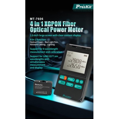 Tester de potencia para fibra óptica XGPON y redes LAN RJ45 de Proskit MT-7606