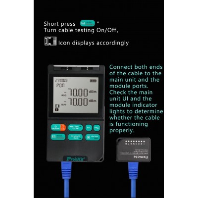 Tester de potencia para fibra óptica XGPON y redes LAN RJ45 de Proskit MT-7606