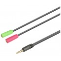 Adaptador jack 3,5mm 4pin Macho (estéreo+micro) a 2xJack Hembra estéreo 0.2m - WIR988