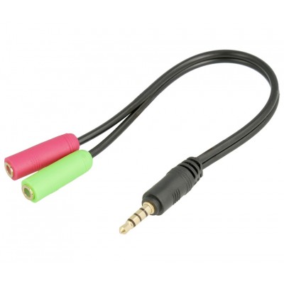 Adaptador jack 3,5mm 4pin Macho (estéreo+micro) a 2xJack Hembra estéreo 0.2m - WIR988