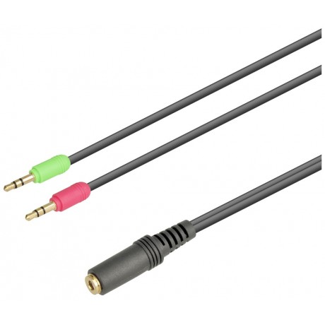 Adaptador Jack 3,5mm 4pin Hembra (estéreo+micro) a 2xJack Macho estéreo 0.2m - WIR989