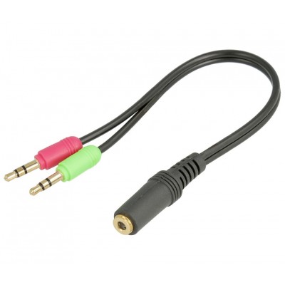 Adaptador Jack 3,5mm 4pin Hembra (estéreo+micro) a 2xJack Macho estéreo 0.2m - WIR989