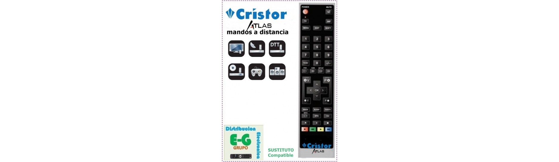 CRISTOR-ATLAS Mandos para Receptores SAT y TDT | Comprar CRISTOR-ATLAS Mando para Receptor SAT y TDT